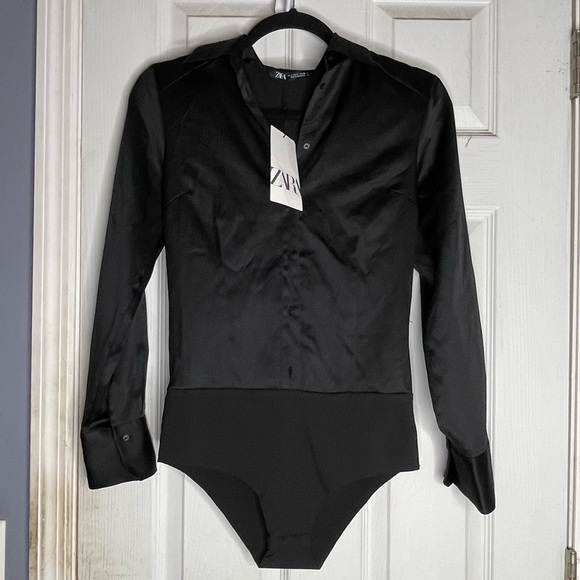 Zara Tops - NWT Zara bodysuit satin top seamless snap bottom